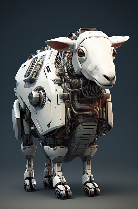 AI数字艺术十二生肖机械羊动物图片