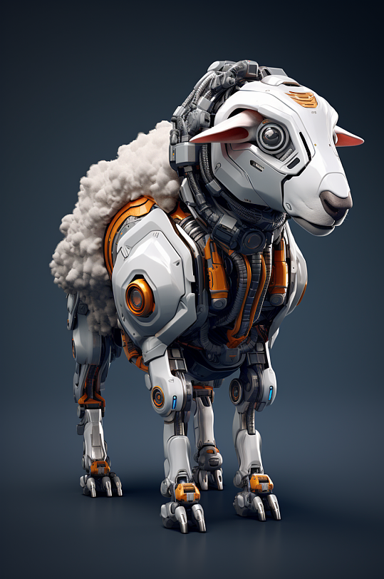 AI数字艺术十二生肖机械羊动物图片
