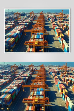 AI数字艺术码头集装箱工厂海上运输摄影图片