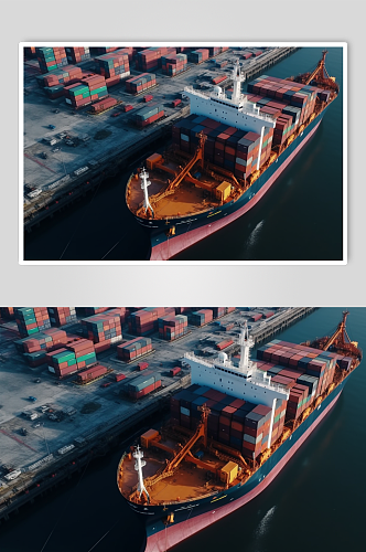 AI数字艺术码头集装箱海上运输摄影图片