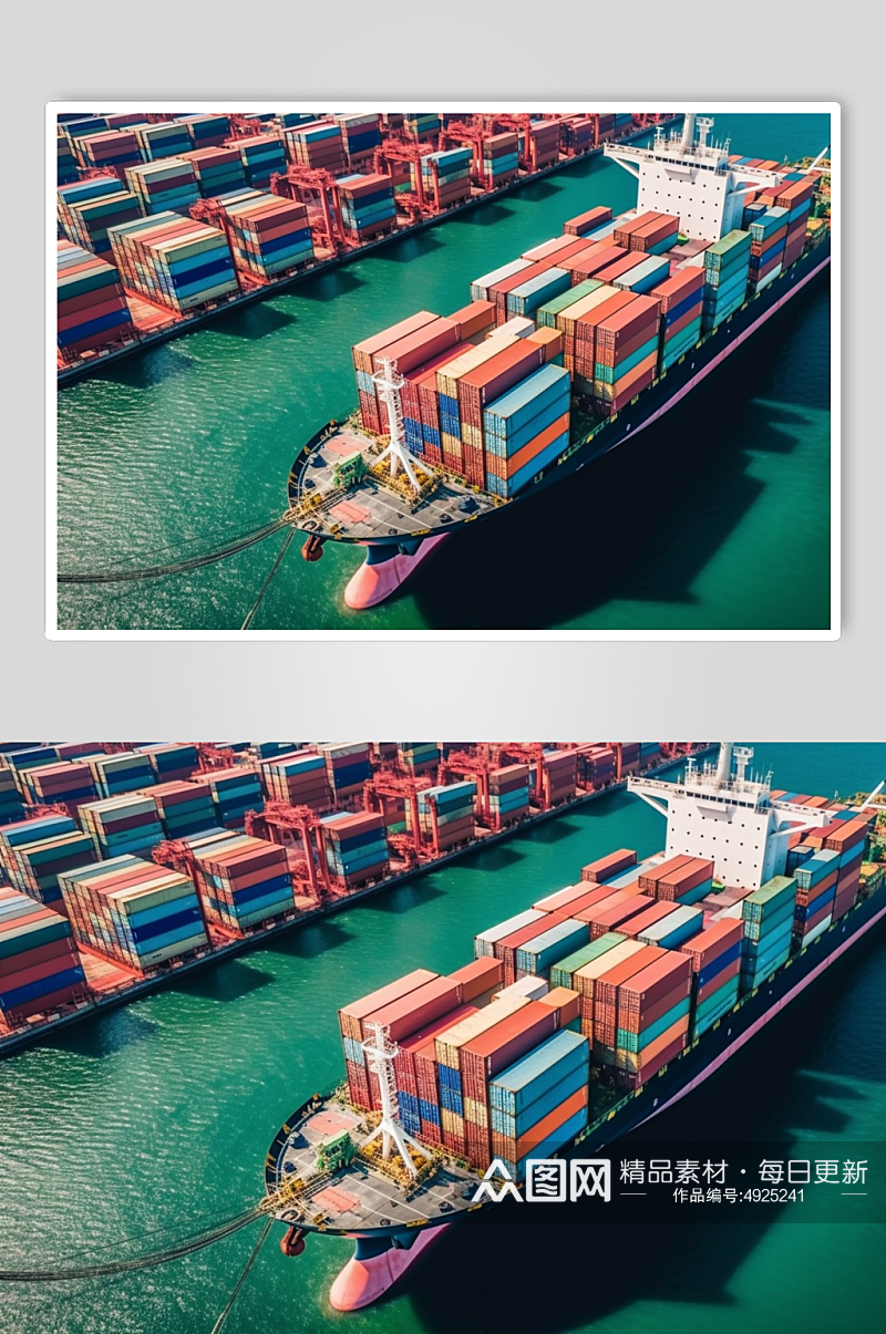 AI数字艺术码头集装箱海上运输摄影图片素材