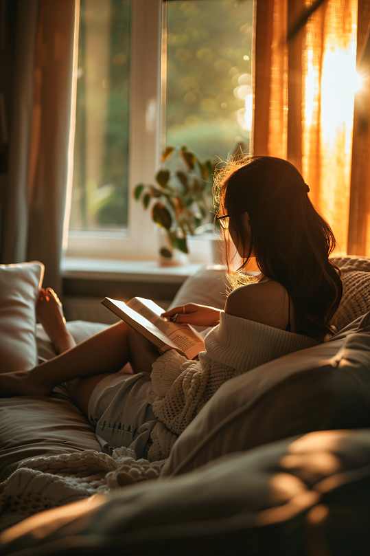 AI数字艺术居家女性文艺肖像人物摄影图-众图网