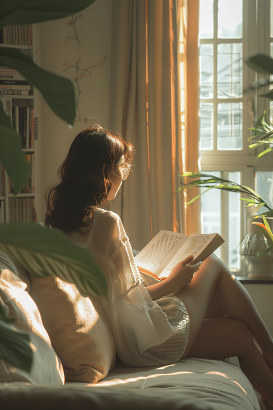 AI数字艺术居家女性文艺肖像人物摄影图-众图网