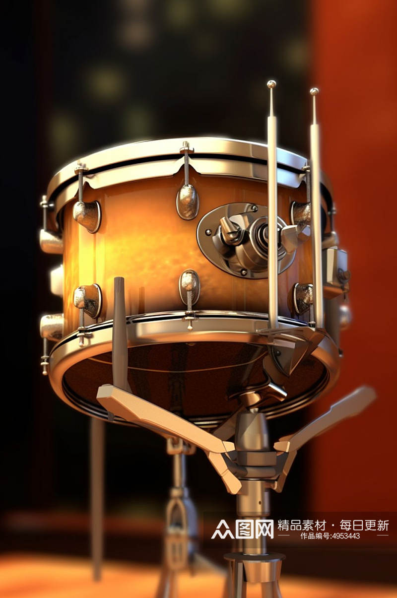 AI数字艺术简洁军鼓架子鼓乐器摄影图片素材