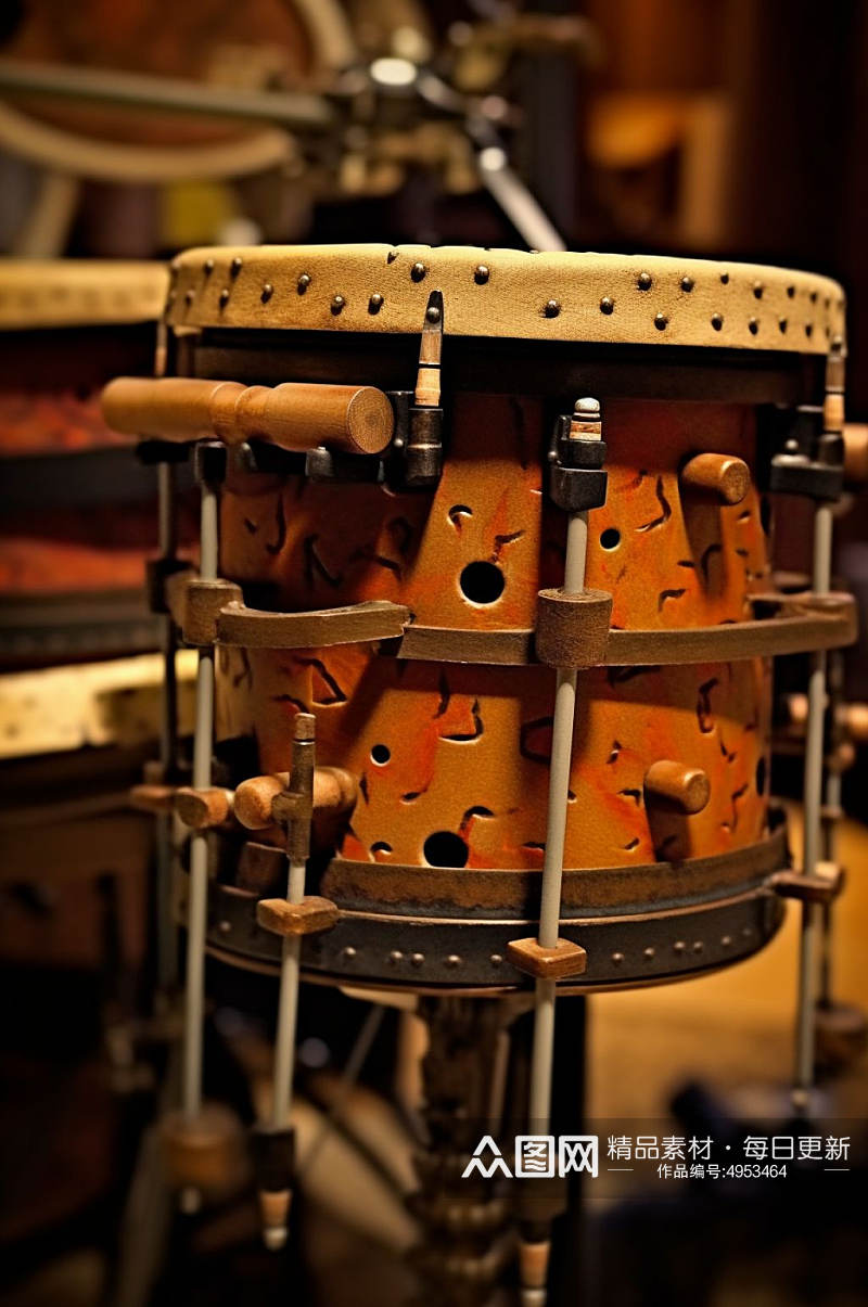 AI数字艺术清晰军鼓架子鼓乐器摄影图片素材