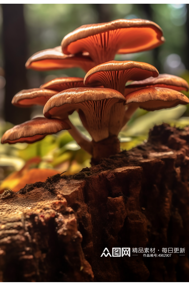 AI数字艺术清晰野生菌子蘑菇摄影图片素材
