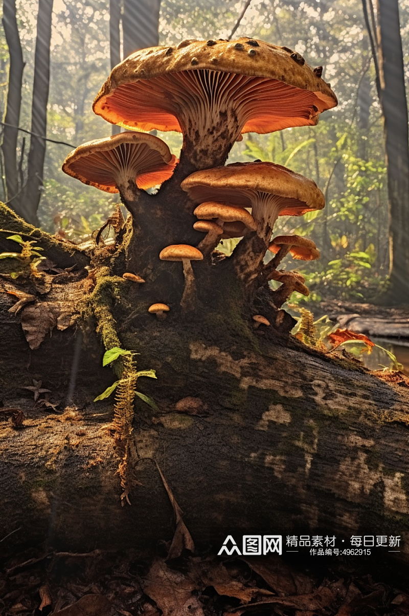 AI数字艺术清晰野生菌子蘑菇摄影图片素材