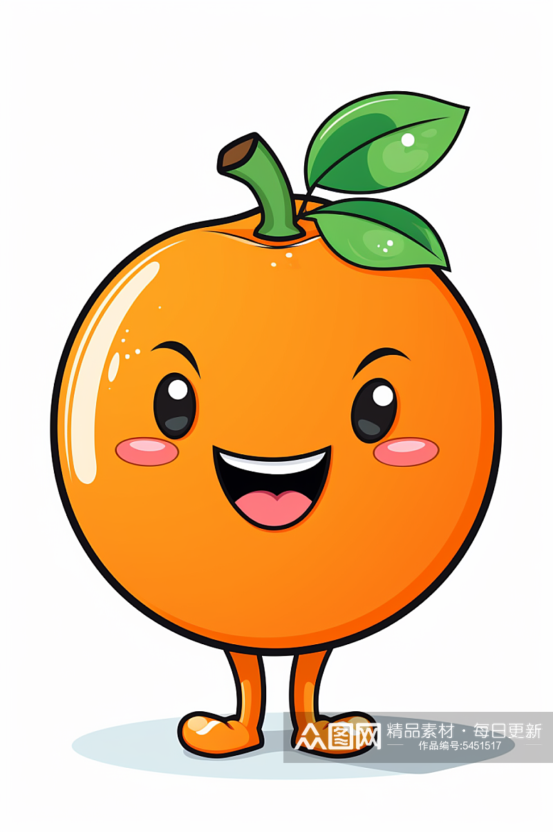 AI数字艺术拟人卡通橘子水果插画素材