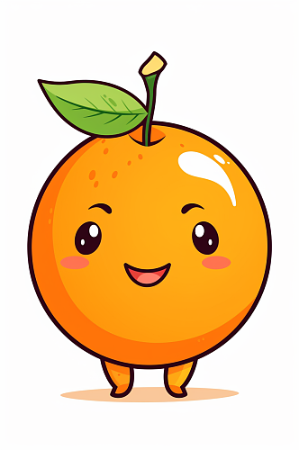 AI数字艺术拟人卡通橘子水果插画