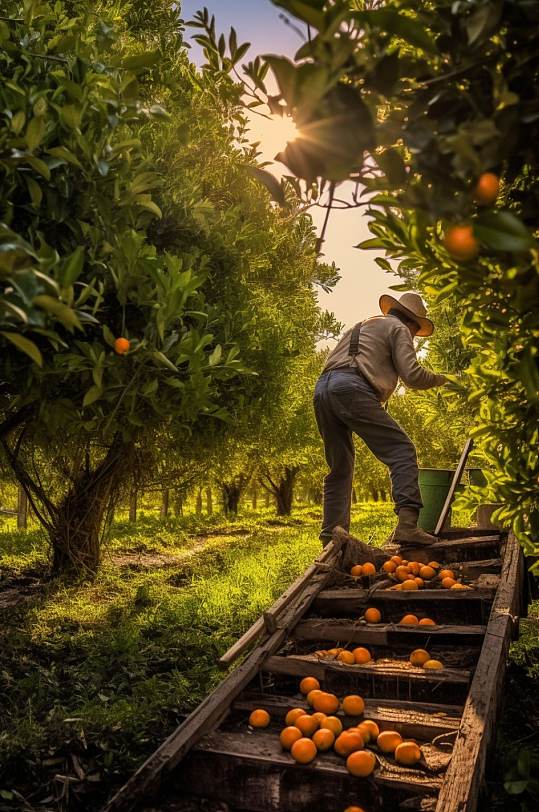 AI数字艺术橘子果树果园水果农产品摄影图-众图网
