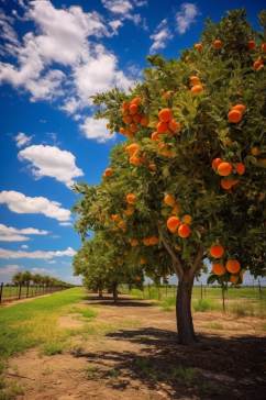 AI数字艺术橘子果树果园水果农产品摄影图