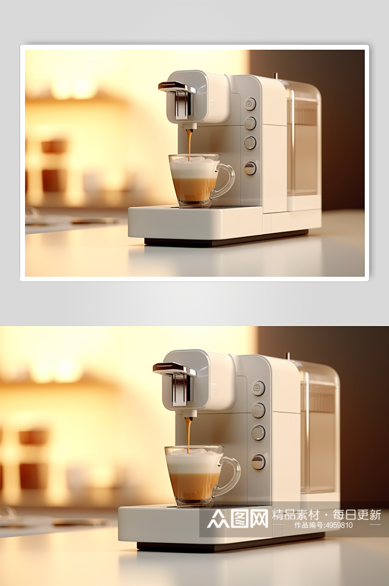 AI数字艺术简约咖啡机家用电器摄影图片素材