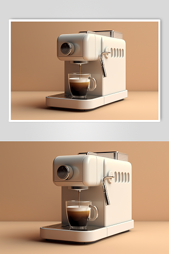 AI数字艺术简约咖啡机家用电器摄影图片