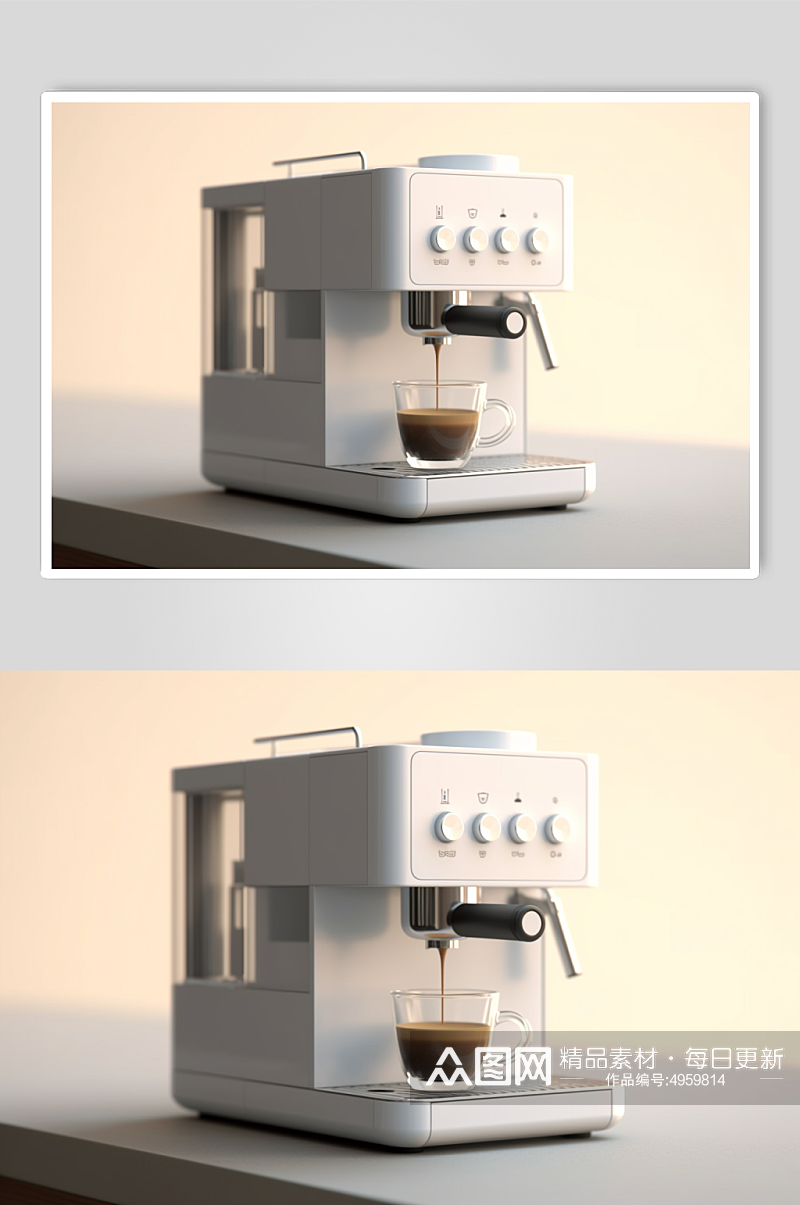 AI数字艺术简约咖啡机家用电器摄影图片素材