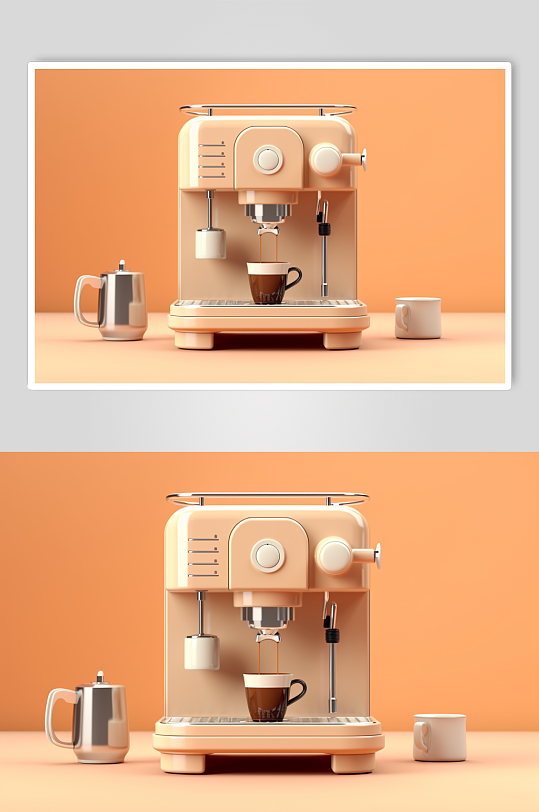 AI数字艺术简约咖啡机家用电器摄影图片