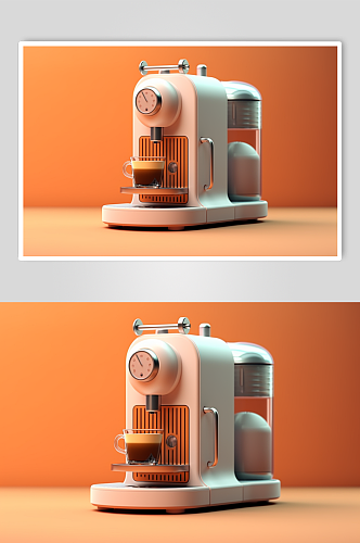 AI数字艺术简约咖啡机家用电器摄影图片
