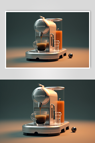 AI数字艺术高清咖啡机家用电器摄影图片