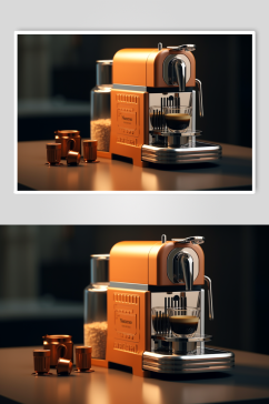 AI数字艺术高清咖啡机家用电器摄影图片