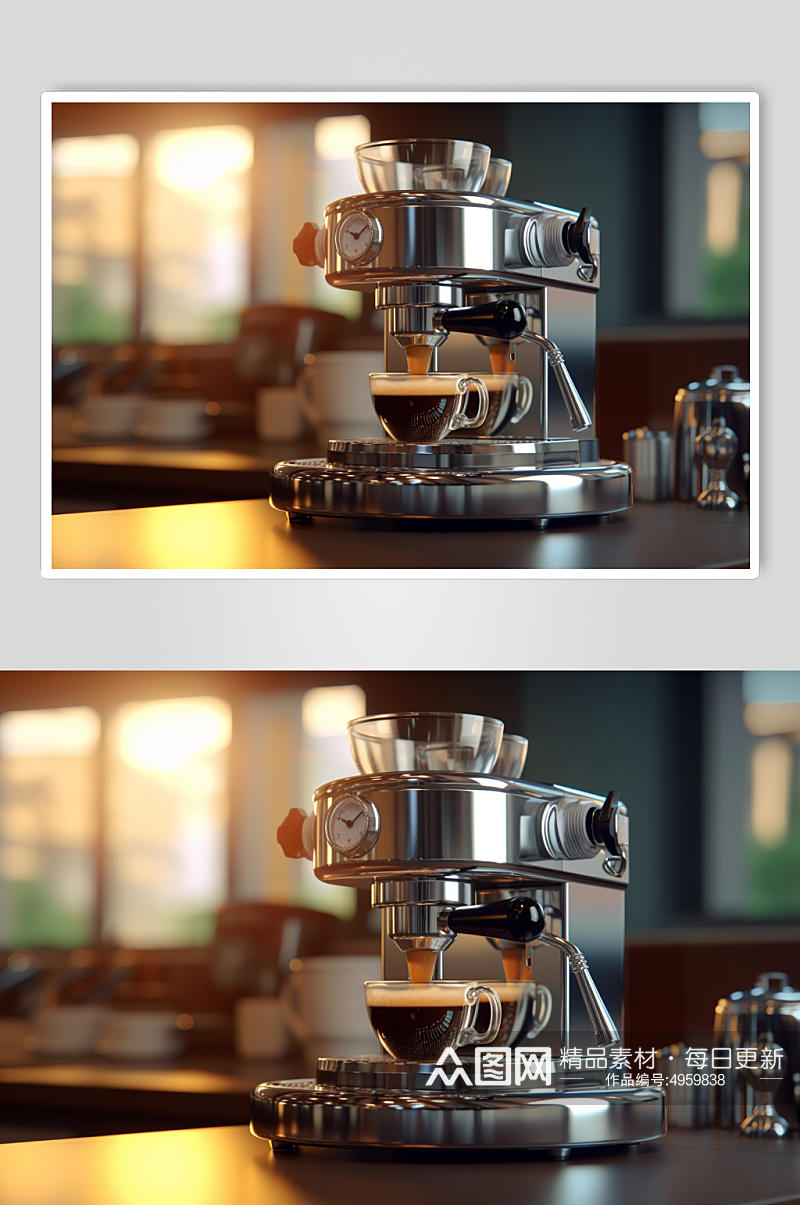 AI数字艺术极简咖啡机家用电器摄影图片素材