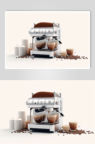 AI数字艺术极简咖啡机家用电器摄影图片
