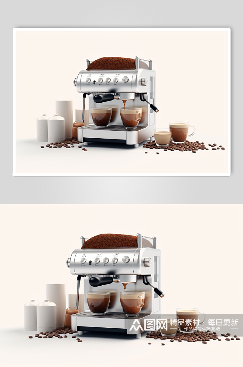 AI数字艺术极简咖啡机家用电器摄影图片素材