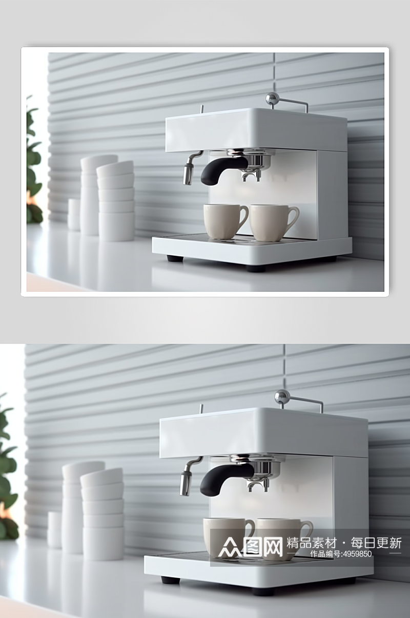 AI数字艺术清新咖啡机家用电器摄影图片素材