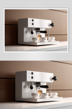 AI数字艺术清新咖啡机家用电器摄影图片