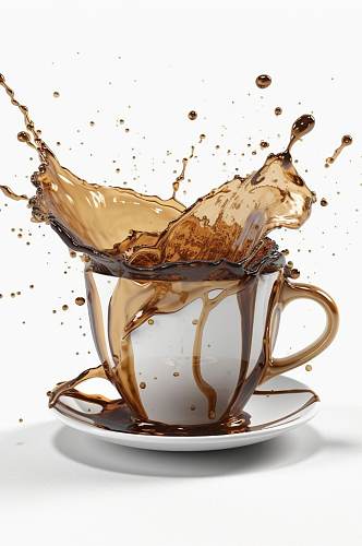 AI数字艺术简约高清咖啡液体飞溅模型元素