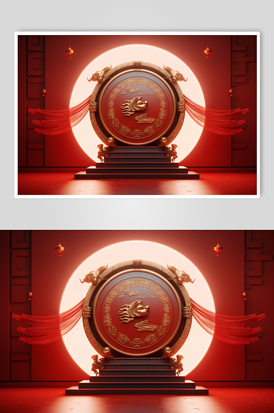 AI数字艺术龙年开业大吉素材图片