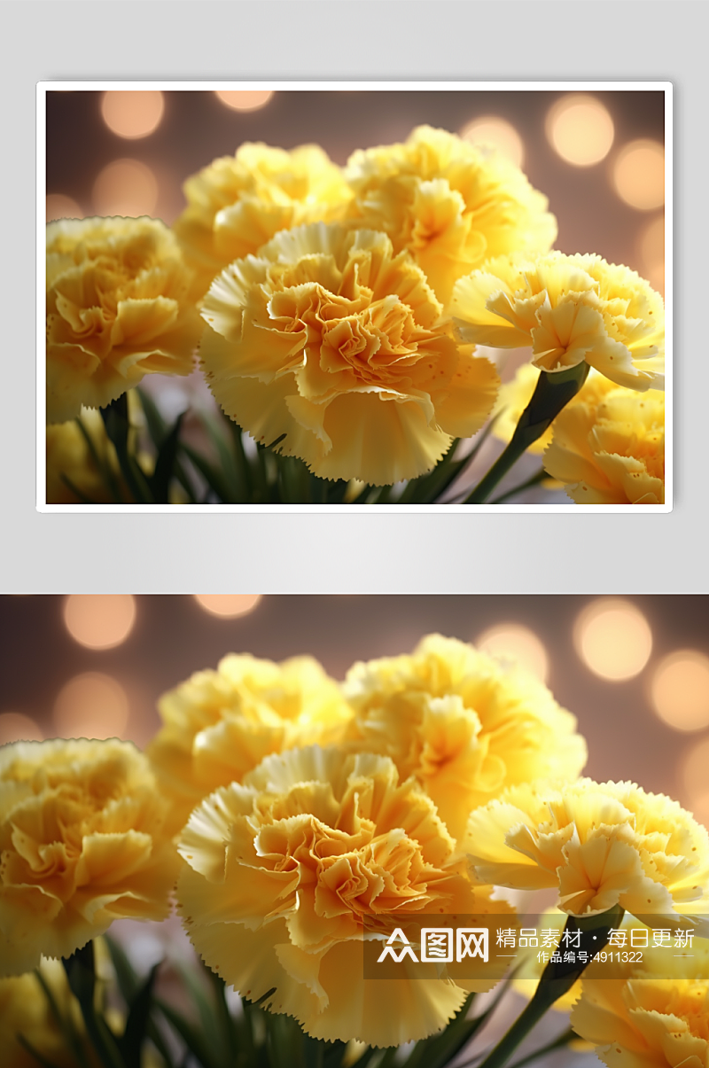 AI数字艺术高清黄色康乃馨花卉摄影图片素材