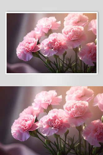 AI数字艺术唯美粉色康乃馨花卉摄影图片
