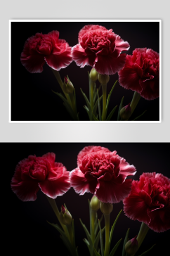 AI数字艺术高清红色康乃馨花卉摄影图片