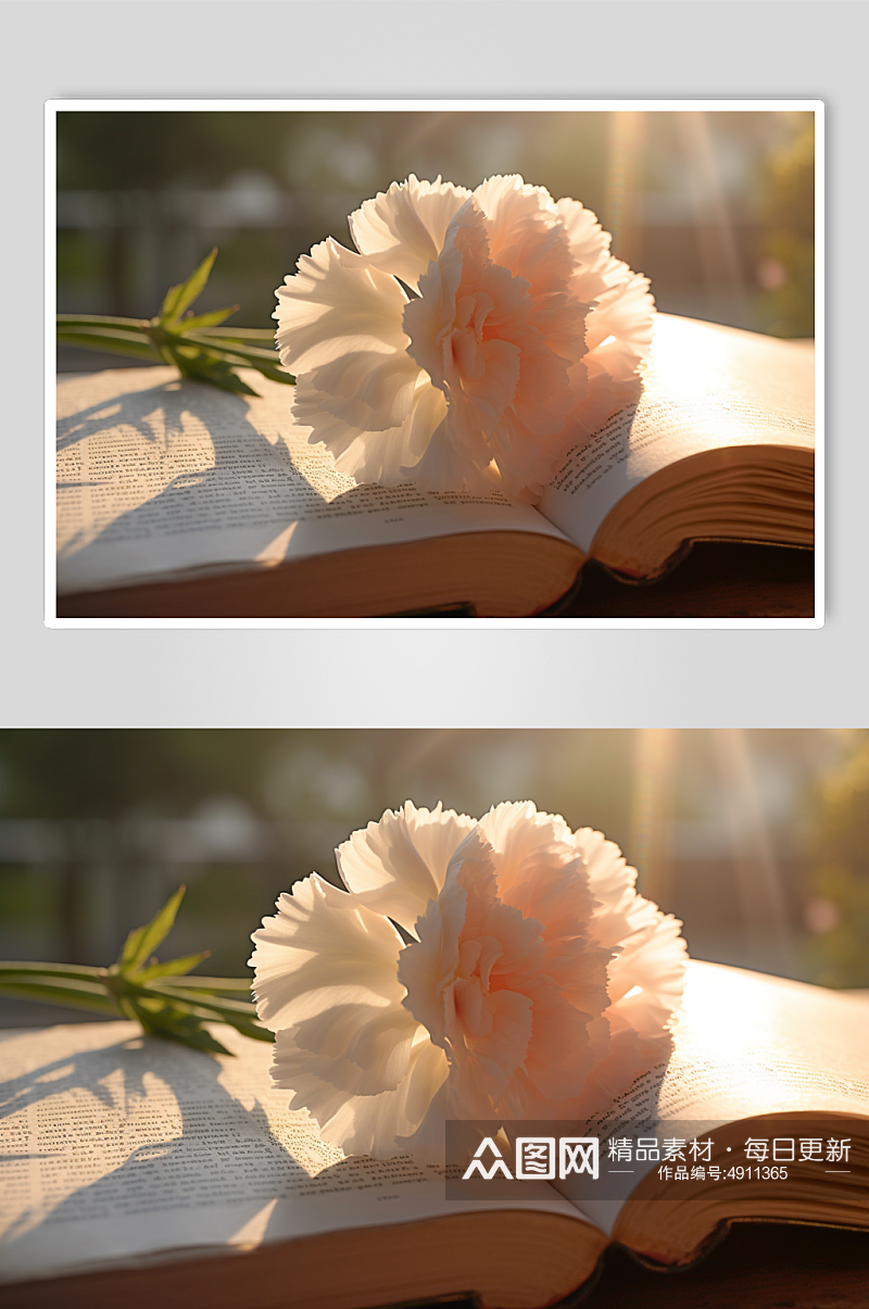 AI数字艺术唯美白色康乃馨花卉摄影图片素材