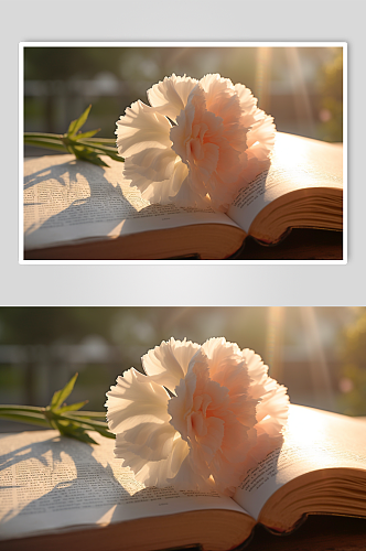 AI数字艺术唯美白色康乃馨花卉摄影图片