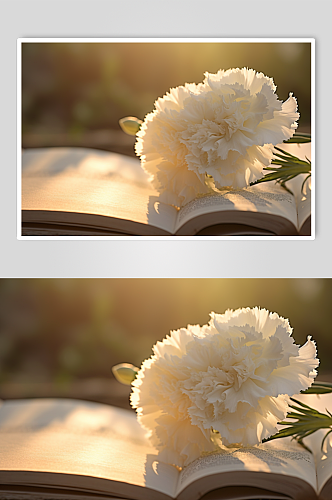 AI数字艺术唯美白色康乃馨花卉摄影图片