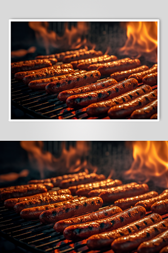 AI数字艺术原味烤肠烧烤美食摄影图片