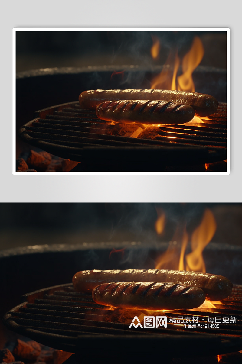 AI数字艺术香辣烤肠烧烤美食摄影图片素材