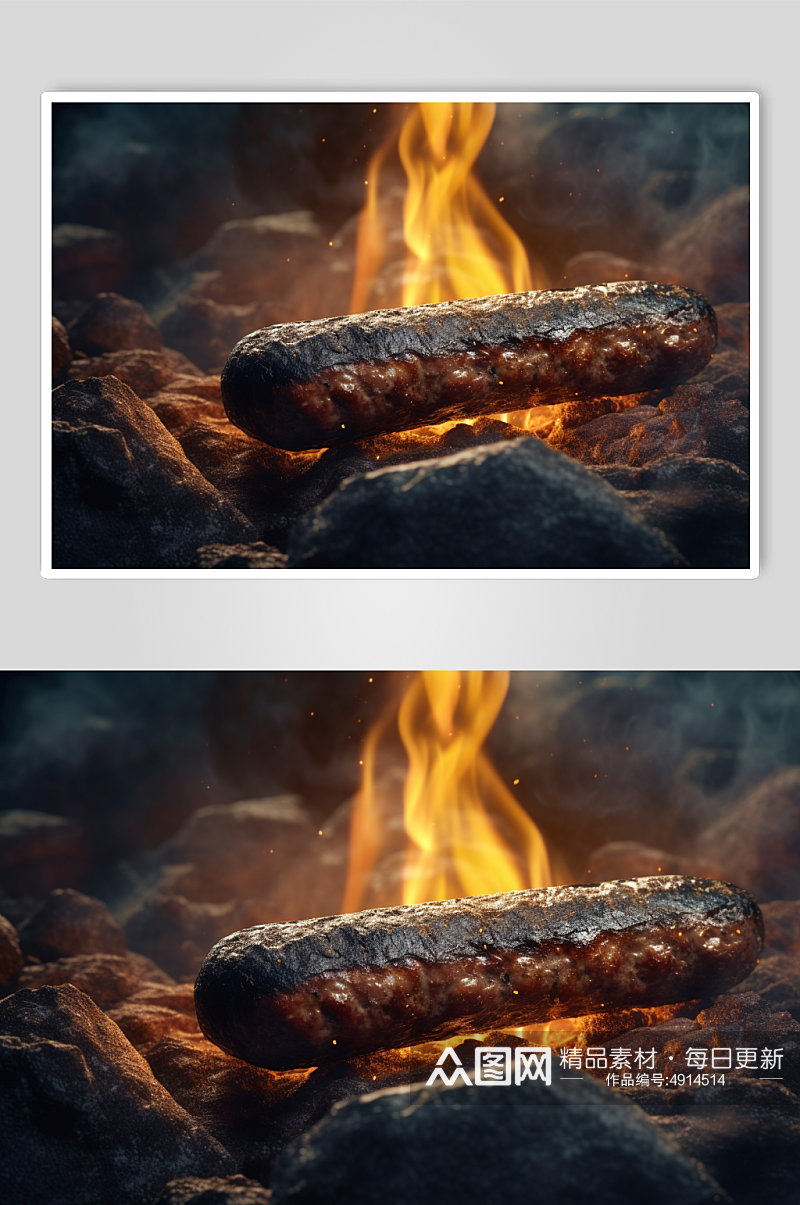 AI数字艺术香辣烤肠烧烤美食摄影图片素材