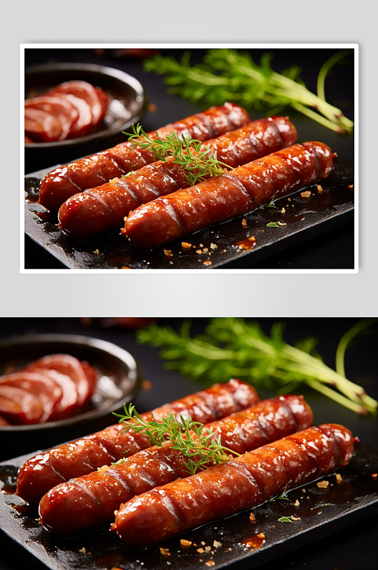 AI数字艺术烤肠烧烤美食摄影图