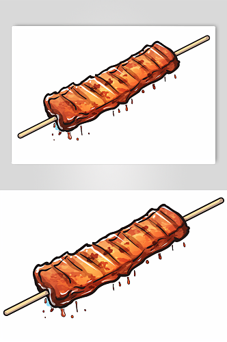AI数字艺术手绘烤肉烤串烧烤插画