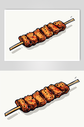 AI数字艺术手绘烤肉烤串烧烤插画