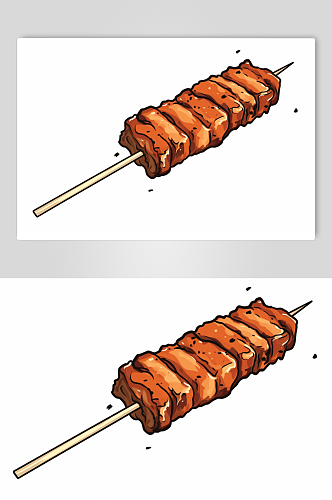 AI数字艺术手绘烤肉烤串烧烤插画