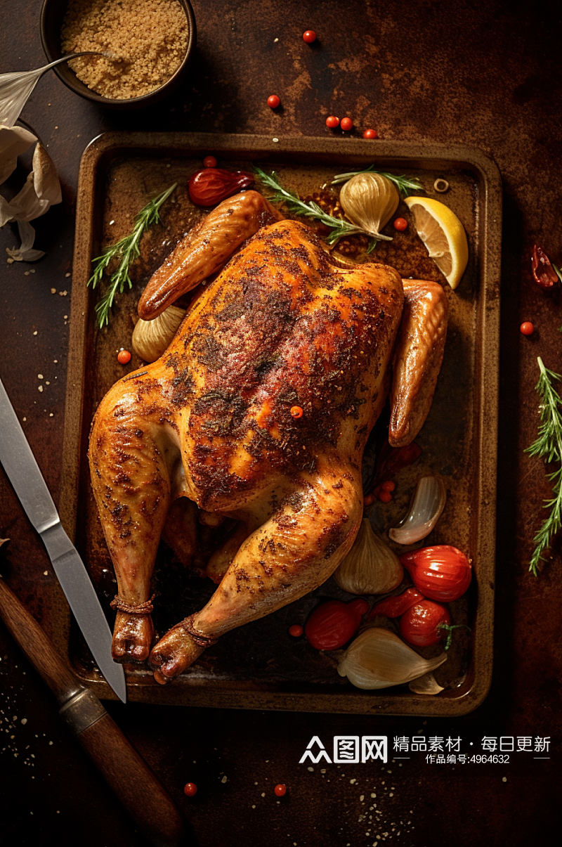 AI数字艺术高清烤鸡食物美食摄影图片素材