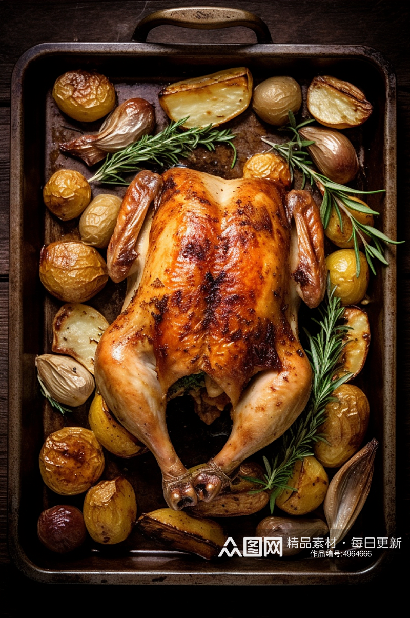 AI数字艺术简洁烤鸡食物美食摄影图片素材
