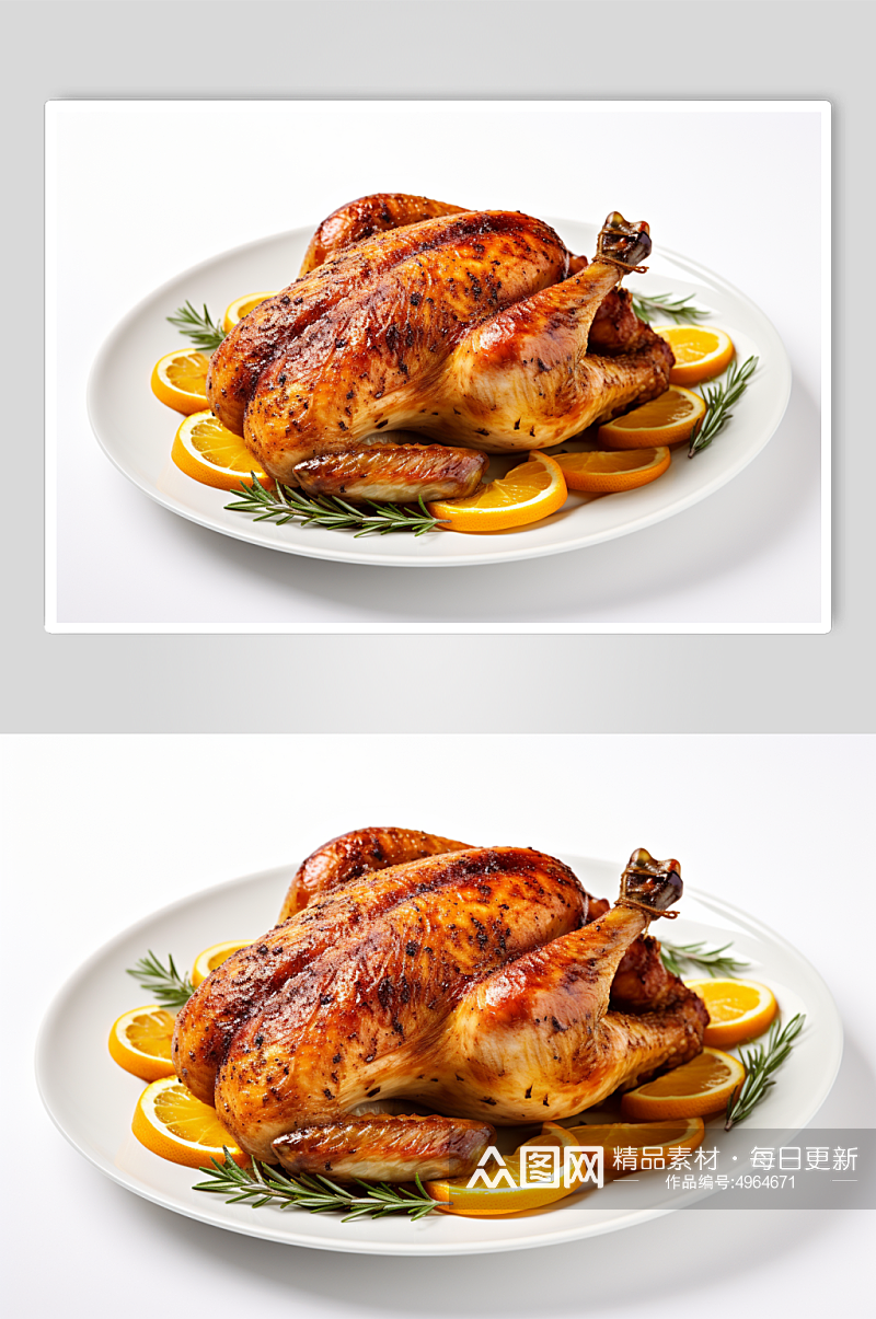 AI数字艺术简洁烤鸡食物美食摄影图片素材