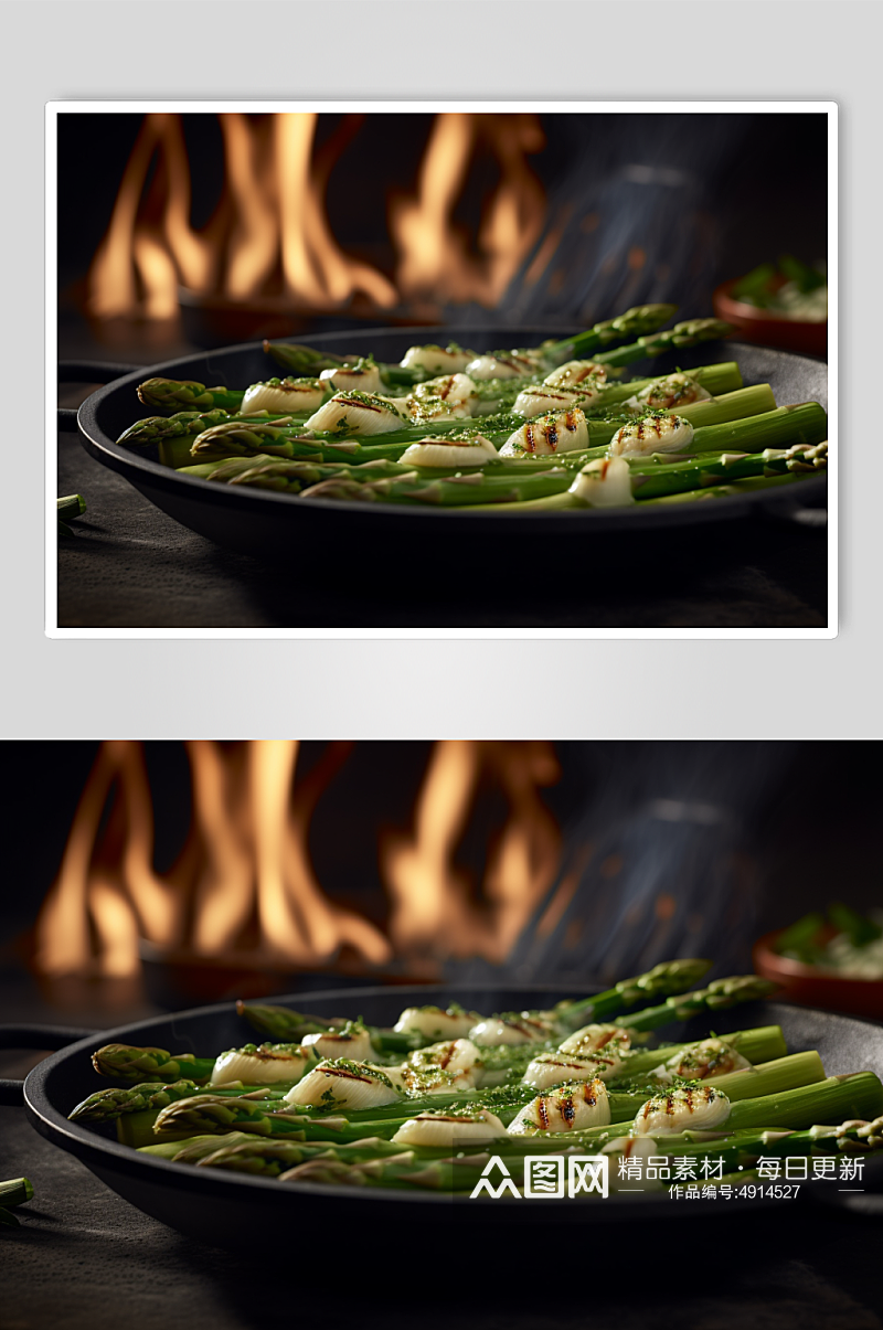 AI数字艺术简约烤芦笋烧烤美食摄影图片素材