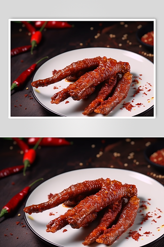 AI数字艺术美味烤鸡爪烧烤美食摄影图片
