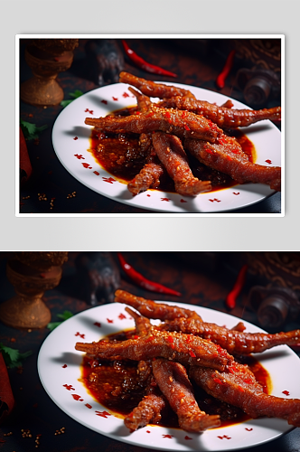 AI数字艺术美味烤鸡爪烧烤美食摄影图片