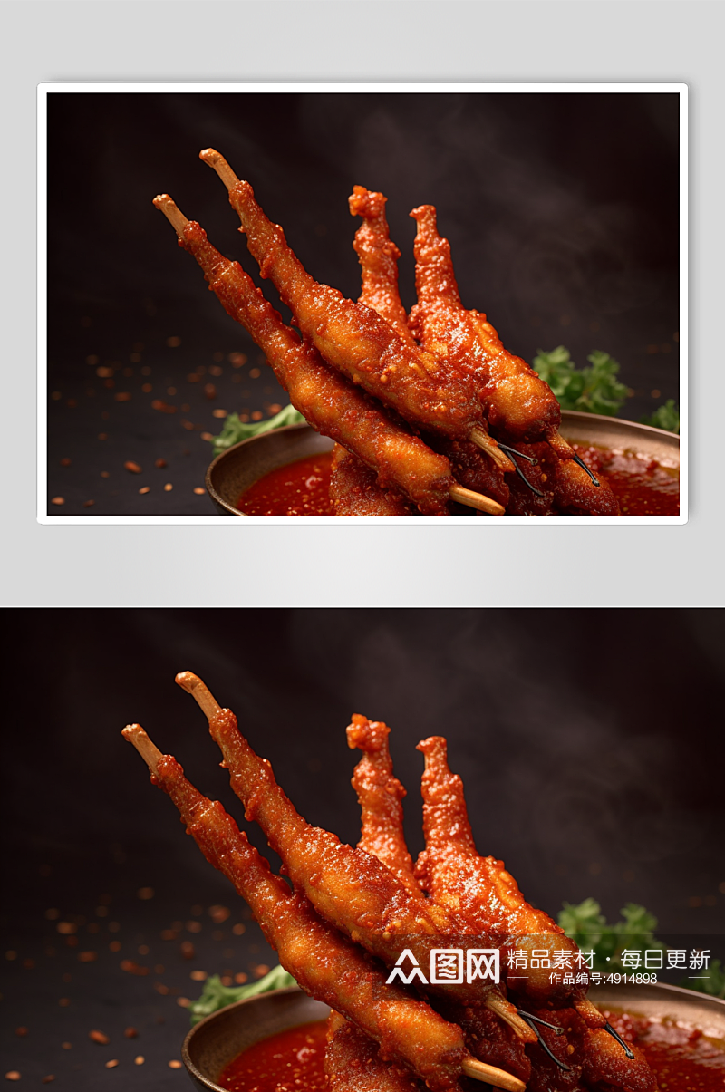 AI数字艺术高清烤鸡爪烧烤美食摄影图片素材