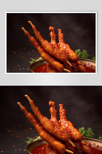 AI数字艺术高清烤鸡爪烧烤美食摄影图片